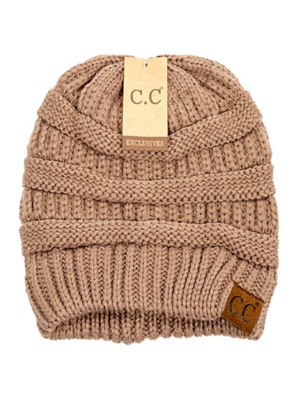 Authentic C.C Exclusives Cable Knit Beanie Hat TAUPE